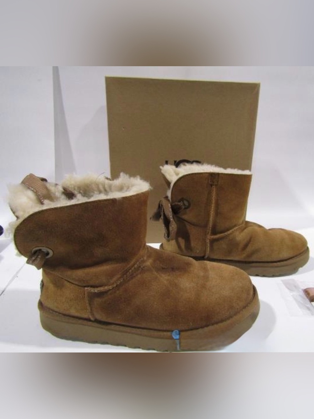 UGG MINI CUSTOMIZABLE BAILEY BOW WOMEN BOOTS CHESTNUT US 9